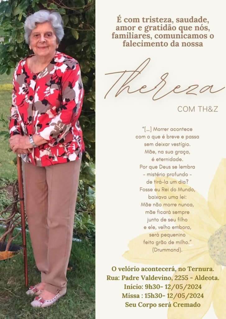 Morre Dona Thereza Telles, mãe do ex-deputado João Alfredo 1 Blog do Eliomar