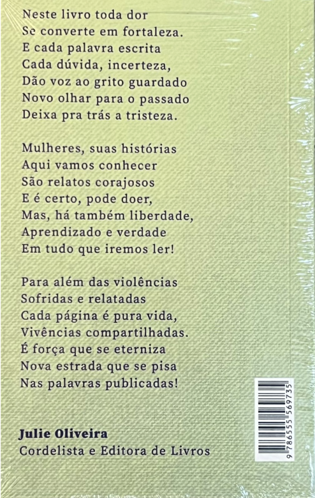 (Contracapa da obra com cordel de Julie Oliveira)