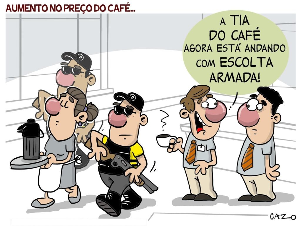 "E mais um aumento no preço do café" - A Charge do Cazo 7 Blog do Eliomar