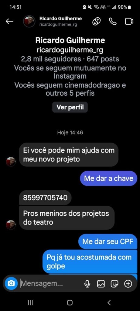 Jornalista e teatrólogo Ricardo Guilherme sofre assalto e bandido usa celular para tentar golpes 1 Blog do Eliomar