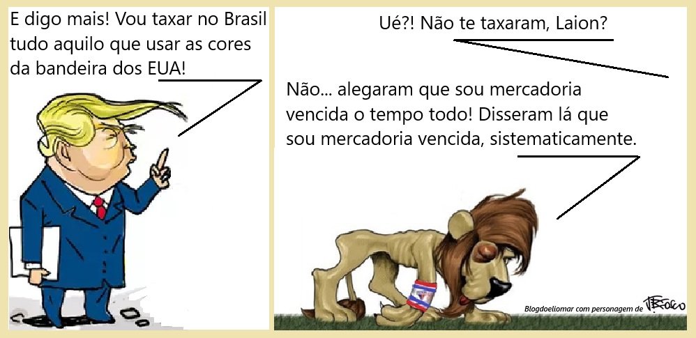"O Laion e a taxação de Trump..." - A Charge do Blogdoeliomar 2 Blog do Eliomar