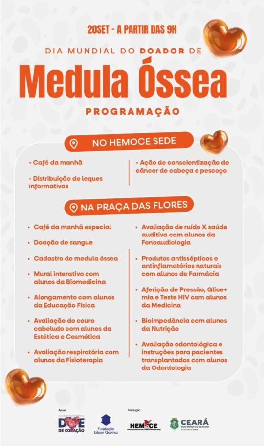 Hemoce comemora neste sábado o Dia Mundial do Doador de Medula Óssea 1 Blog do Eliomar