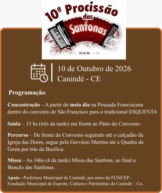 Santuário de Canindé divulga programação da Festa de São Francisco das Chagas 1 Blog do Eliomar